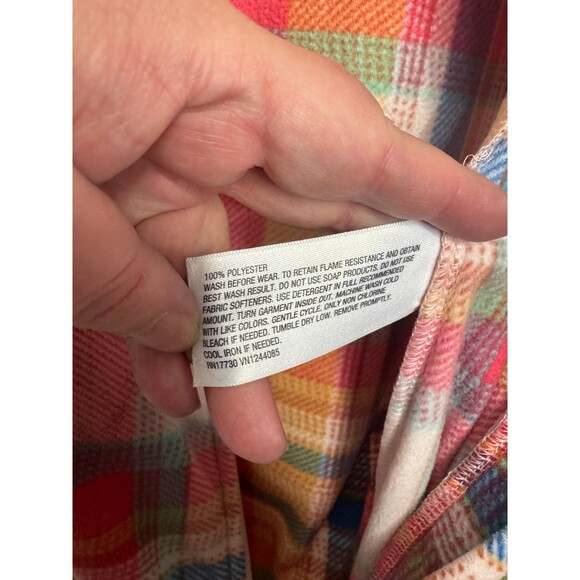 Cat & Jack Girls XL Plaid Union Suit One Piece Hooded Pajama Fleece Pink Red - Picture 9 of 14